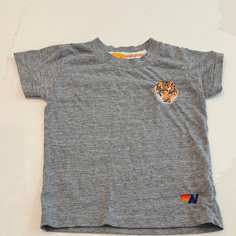 Aviator Nation Gray T-Shirt with Tiger Patch